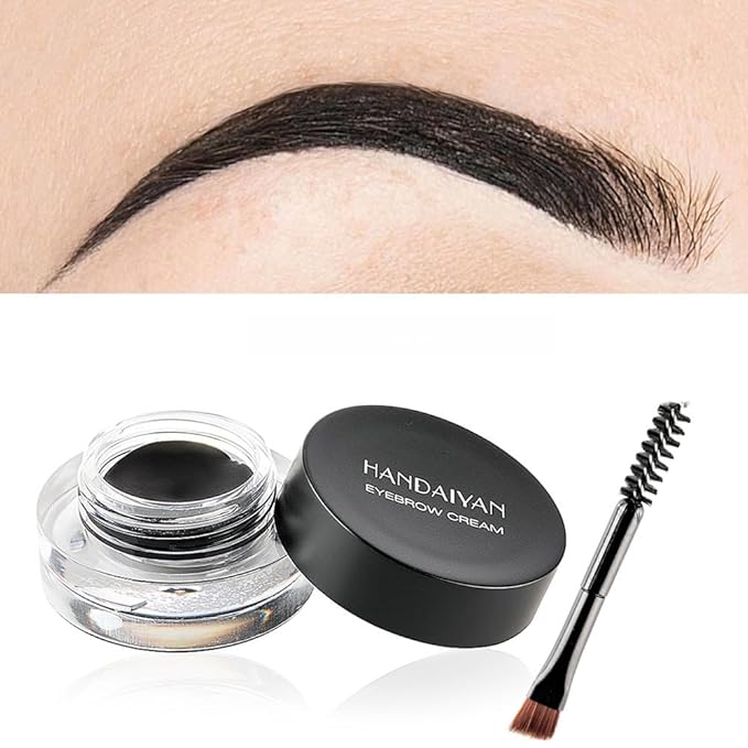 12 Colors Eyebrow Pomade Full-pigmented Long Lasting Waterproof Eyebrow Cream Gel Filling & Shaping Tinted Eyebrows Enhancers with Brush for Daily or Cosplay (04 Black)