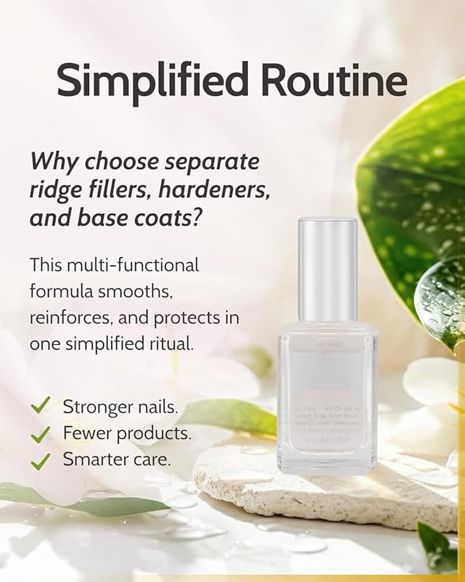 Karma Organic Nail Strengthener for Thin Nails and Growth, Nail Ridge Filler Base Coat Polish, Nail Hardener for Damaged Nails, Growth Treatment - Non-Toxic, Vegan, and Cruelty-Free (0.47 FL oz)