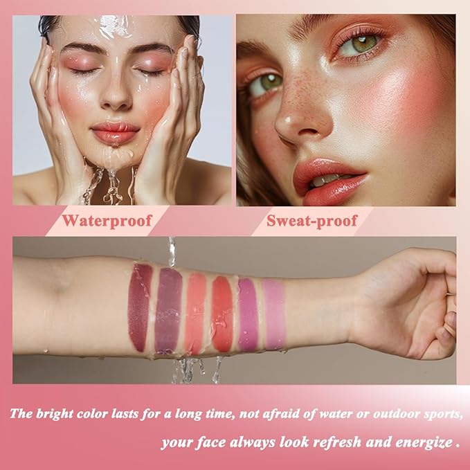 Cream Blush stick, Natural-Looking Matte Finish Makeup Blush stick, Hydrating Long Lasting Lightweight Blendable Blush for cheeks (#2 Bright Pink, 1 PC)