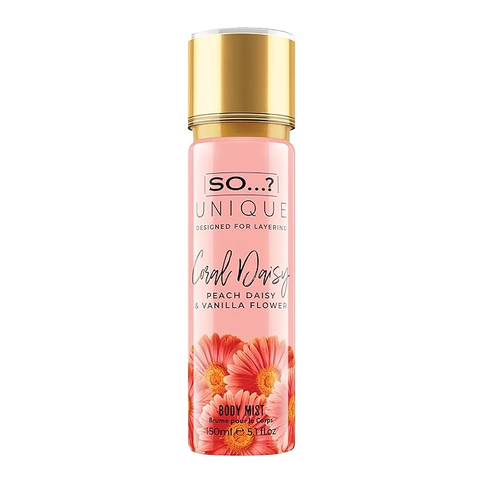 So...? Unique Coral Daisy Body Mist - Perfume for Women - Gourmand Fruity Vanilla Perfume - Gifts - Body Spray for Women - 5.1 oz