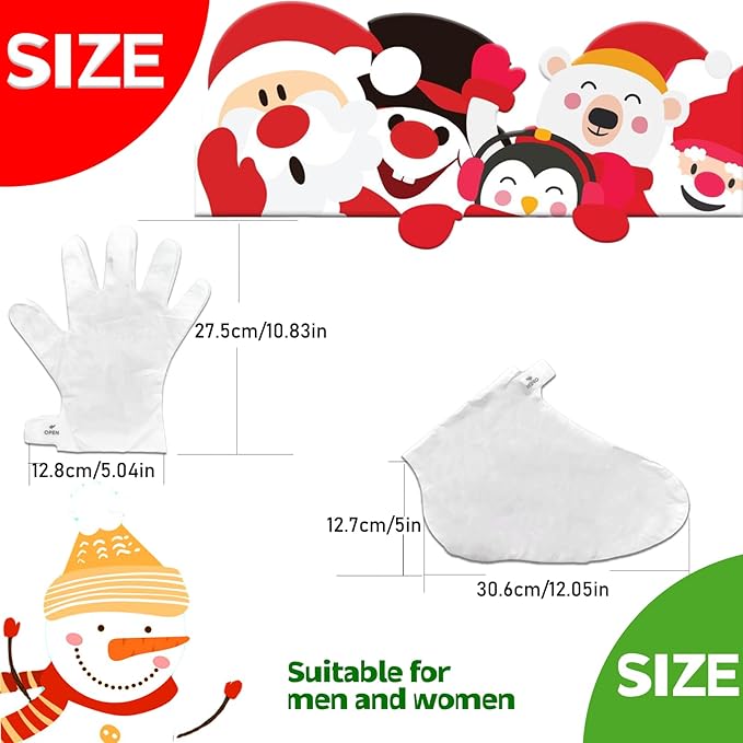 Elitzia Moisturizing Hand & Foot Mask Gift Set - 2 Pairs Gloves & 2 Pairs Socks with Coconut Oil & Rose Extract for Dry Cracked Skin, Winter Care Spa Gifts for Mom Wife Her ETXJ2505