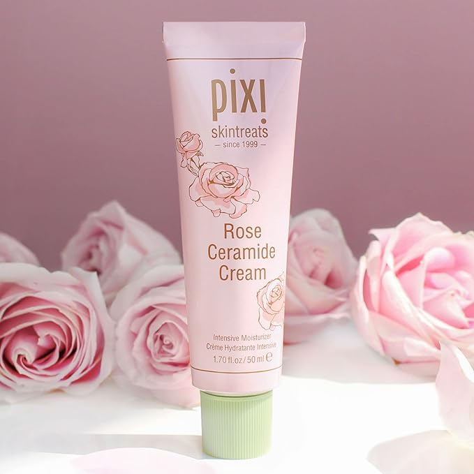 Pixi Beauty Rose Ceramide Hydrating Face Cream | Rose Infused Ceramide Daily Moisturizer | Ultra Rich Barrier Repair Cream for Radiant & Supple Skin Care | 1.70 Fl Oz