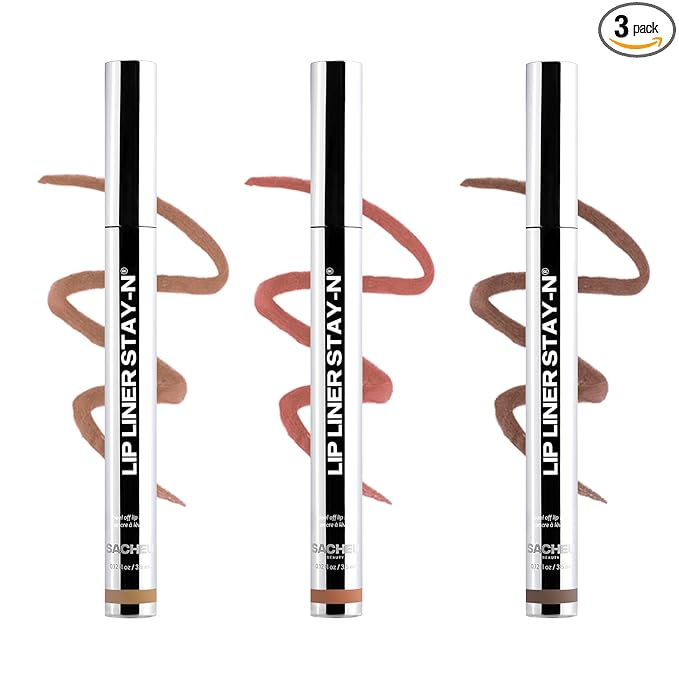Sacheu Lip Liner STAY-N Peel Off Lip Stain — Long Lasting Waterproof Lip Tint with Hyaluronic Acid & Vitamin E — Transfer Proof Matte Finish, Vegan & Cruelty-Free (Core Bundle)