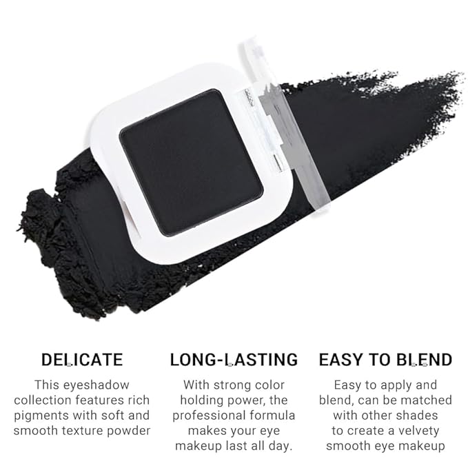 Matte Black Single Eye Shadow Palette Makeup for Older Women, Black Cream Eye shadow Palette Single Matte, High Pigment Waterproof Monochrome Mini Eyeshadow, sombra de ojos