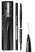 Browcharm Microblading Eyebrow Pencil,0.1mm Ultra-Fine Tip,3-in-1 Waterproof Eyebrow Pencil,with Eyebrow Powder&Eyebrow Brush,Hair-Like Strokes,Shapes,Fills Brow Makeup (01 Black)
