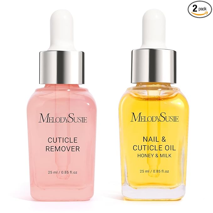 MelodySusie 25ML Cuticle Care Kit - Cuticle Oil and Cuticle Remover, Cuticle Nourishes and Softener, Promotes Nail Growth and Strength for Home and Salon Use 2PCS