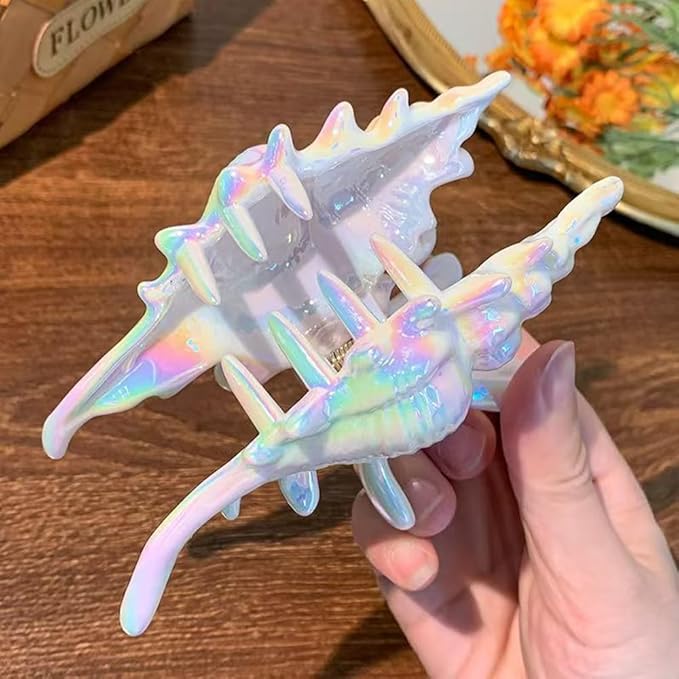 2 Pack Conch Hair Clips for Women Beach Ocean Seashell Large Hair Claw Clips Mermaid Accessories for Thick and Thin Hair