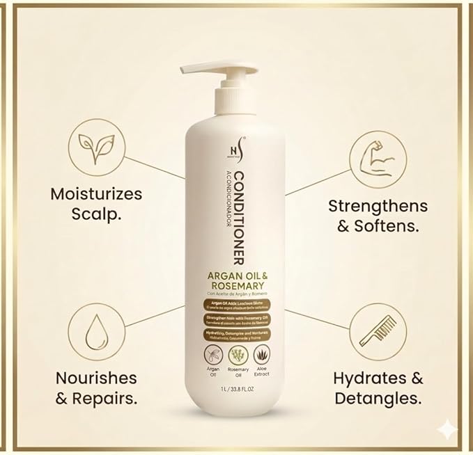 HerStyler Argan Oil Shampoo & Conditioner Set – Hydrating & Moisturizing for Dry, Damaged Hair – With Argan, Rosemary & Aloe – For Men & Women – 33.8 Fl Oz Each