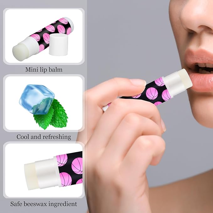 18 Sets Pink Basketball Party Favors Basketball Lip Balm and Holder Keychain Bulk Sport Team Gifts Basket Ball Senior Night Gifts 2026 for Team Sports Goodie Bags Stuffers Party Supplies