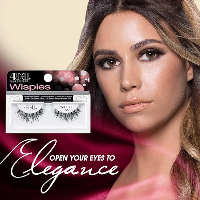 Ardell False Eyelashes Wispies, 122 - Black, Natural-Looking Lightweight Strip Lashes, Easy to Apply, Perfect for Everyday or Glam Looks, 4 Pack