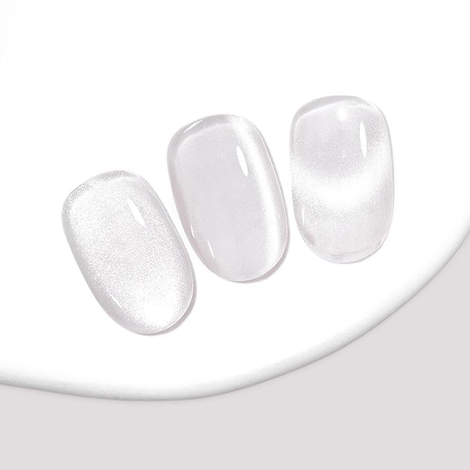 MAYCHAO 15ML Glassy Clear Cat Eye Gel Nail Polish 1Pc Silk Glitter Cat Eye Gel Polish Soak off Holographic Magnetic Nail Polish for Nail Art Manicure Salon DIY at Home, 0.5 OZ