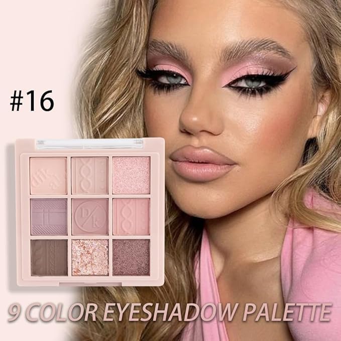 CAKAILA 9Colors Eye Shadow Palette Makeup,Pink Rose Gold Purple Mauve Neutral Travel Eyeshadow Palette Long Lasting Waterproof Naturing-Looking Eyeshadow Palette Travel Size Gift Kit