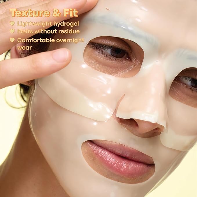 TONYMOLY Mask Melt Brightening Hydrogel Overnight Face Mask 4-Pack, Melt-On Vitamin C + Rice Essence Sleeping Masks for Radiance, Even Tone & Deep Hydration, Leave-On Treatment