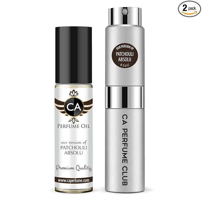 CA Perfume Duo Impression of Patchouli Absolu For Women And Men Perfume Layering Set Long Lasting Travel Size EDP + Body Oil Roll-On Bottle 0.27 Fl Oz+0.33 Fl Oz