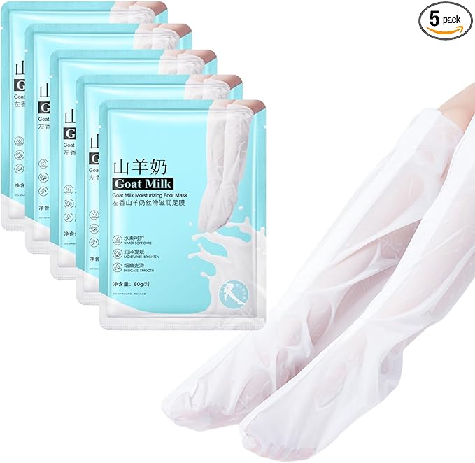 5 Pairs Hydrating Long Leg Foot Masks,Long Leg Foot Masque,Foot Peeling Mask,Moisturizing Nourishing Exfoliating Foot Mask for Women/Men