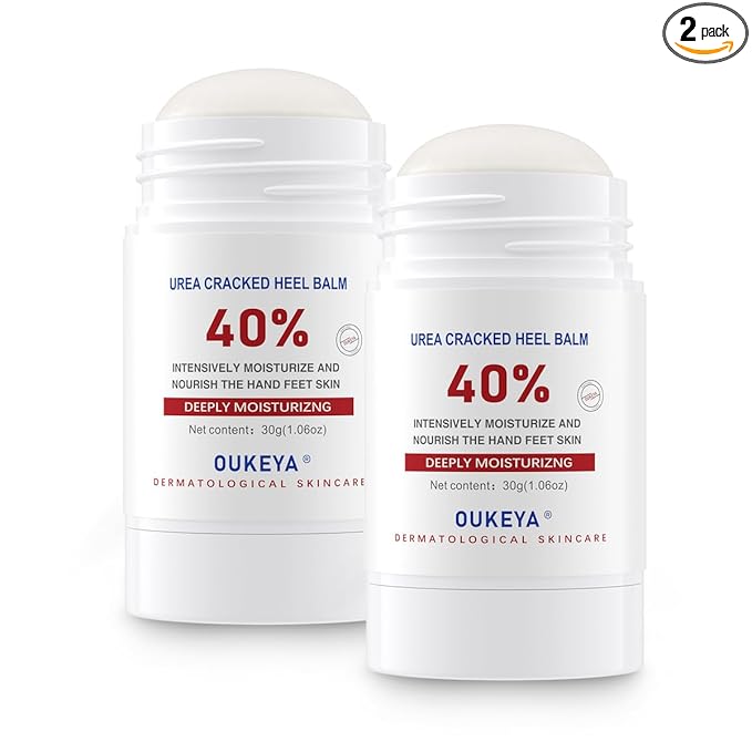 OUKEYA Urea Cream Stick 40% – for Dry, Cracked Heels & Rough Skin on Feet and Hands, 40 Percent Urea Lotion for Feet Maximum Strength,1.06 oz (2 Pack)