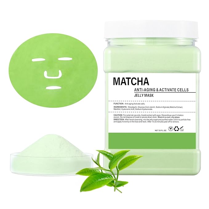 Hydro Jelly Masks for Women Home Spa,Hydrating & Moisturizing Peel-Off Rubber Gel Face Mask Skin Care,Professional Jelly Mask for All Skin Types 23 Fl Oz（Matcha）