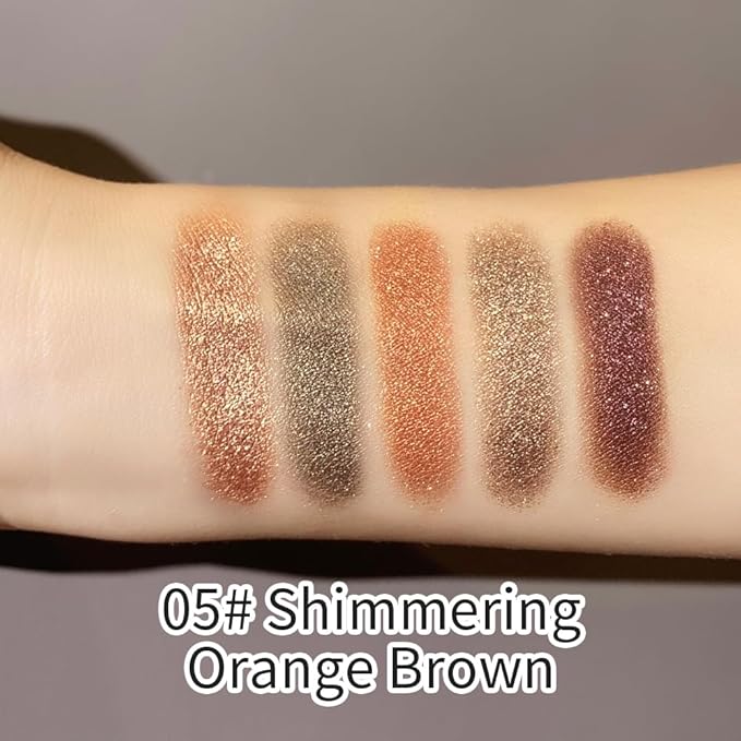 Champagne Glitter Multi Shimmer Eyeshadow, 5 Color Highly Pigmented Blendable Soft Eye Shadow Palette Makeup for Older Women, Long Lasting Mini Travel Size, Suitable for Mature Skin 05#