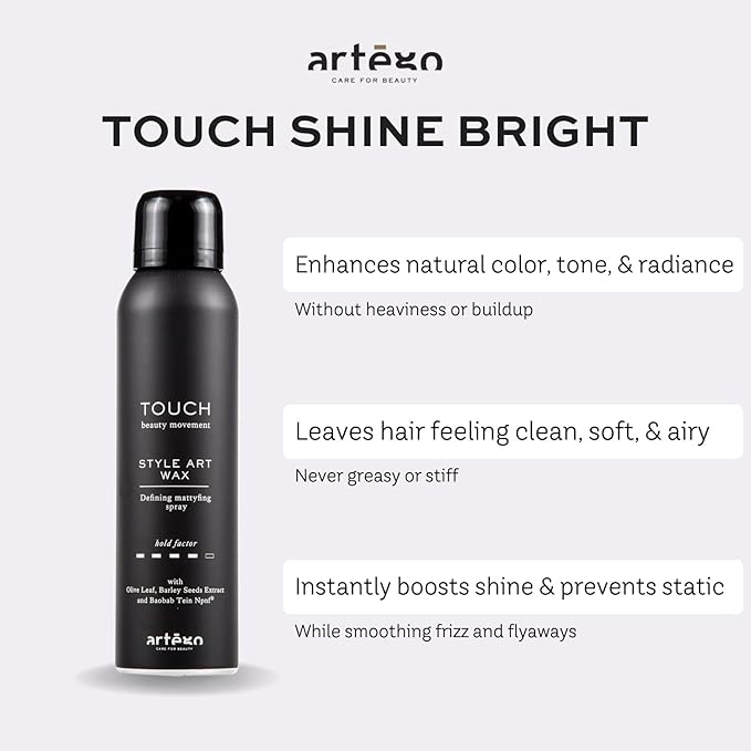 Artègo TOUCH Shine Bright Shine Enhancing Spray (8.5 fl oz) – Professional-Grade Ultra-Lightweight Finishing Spray