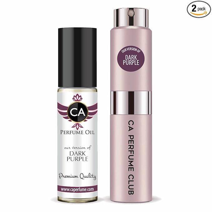 CA Perfume Duo Impression of Dark Purple For Women Perfume Layering Set Long Lasting Travel Size EDP + Body Oil Roll-On Bottle 0.27 Fl Oz+0.33 Fl Oz