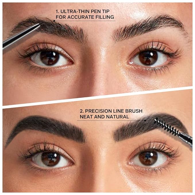 WanTuoluo Black Ultra-Fine Tip Eyebrow Pencils Pack for Women, 5Pcs Mechanical Precise Brow Pencil with Brush,Draws Tiny Brow Hairs, Defines, Fills Brows, Shapes, Contours, Combs, Waterproof