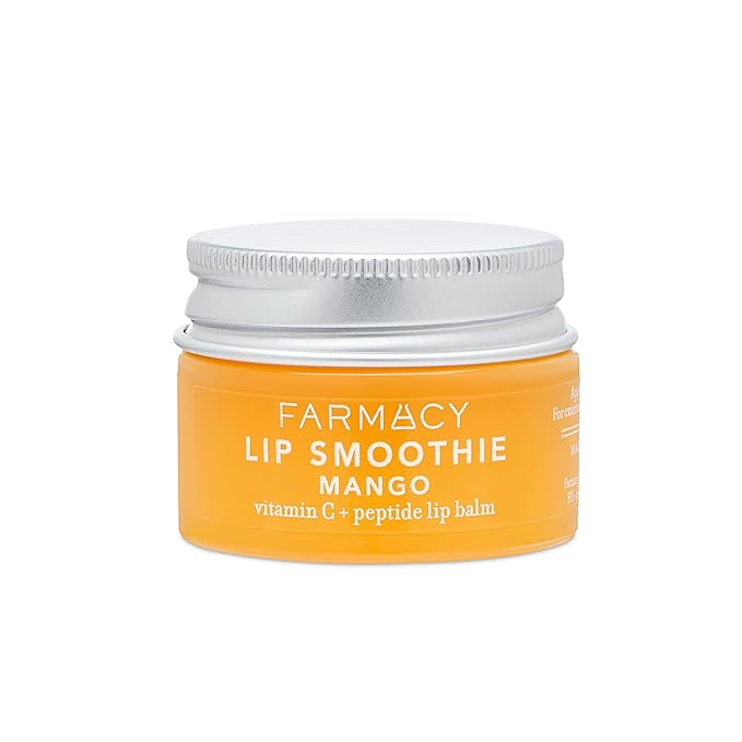 Farmacy Vitamin C + Peptide Hydrating Lip Balm - Lip Smoothie Moisturizing + Plumping Treatment - Smooths Lines with a High-Gloss Finish - Mango (10g)