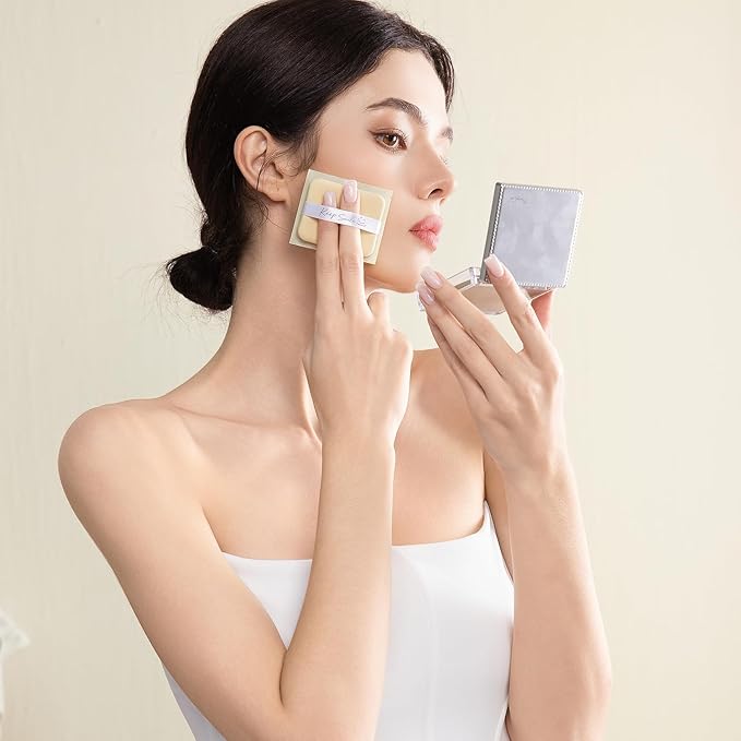 Makeup Mirror with Green-Tea Oil Blotting Sheets and Puff, 100 Count Facial Blotting Paper, Portable Compact for Purse, Travel and On-the-Go Touch-Ups