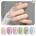 GAOY Cat Eye Gel Nail Polish Set with Magnet for Green Blue Pink Glitter Holographic Cat Eye, Salon Gel Manicure and Nail Art DIY at Home, Minty Fresh