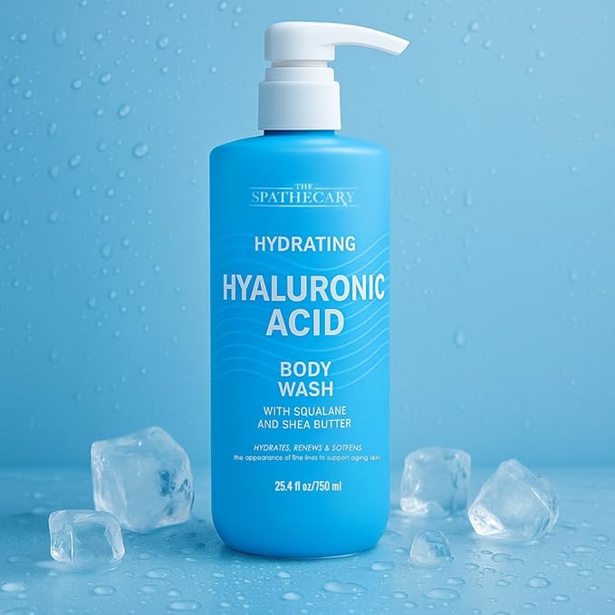 Hyaluronic Acid Body Wash with Squalane & Shea Butter – Hydrating Moisturizing Shower Gel for Dry & Sensitive Skin, Daily Cleanser for Soft Smooth Skin, Vegan, Sulfate Free, 25.4 fl oz