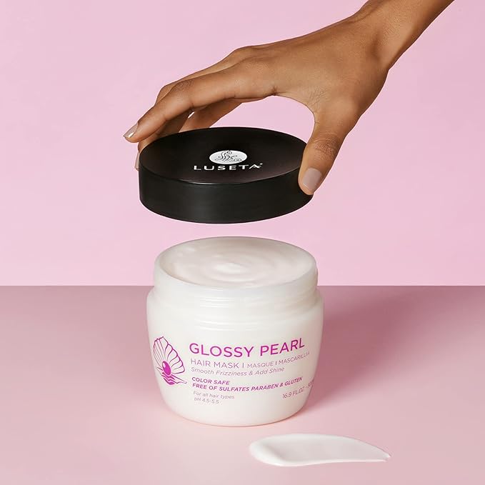 Luseta Glossy Pearl Hair Mask 16.9oz, Smoothing and Hydrating Hair Treatment Deep Conditioner for Damaged and Frizzy Hair,Reduces Frizz & Add Shine, Sulfate Free