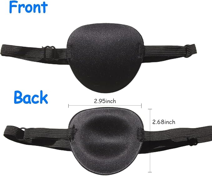 6pcs Eye Patches,Comfortable Adjustable Medical Eyepatch for Right or Left,Soft Lazy Eye Path for Pirate Costume Black,Blue,Red,Brown,Gray