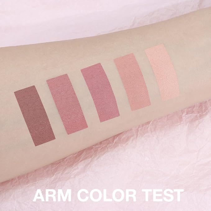 Matte Neutral Eyeshadow Palette 5 Shades, Highly Pigmented Blendable Warm Nude Pink Brown Eye Shadow Palette Makeup, Everyday Natural Look for Beginners, Long Lasting Travel Size 04#