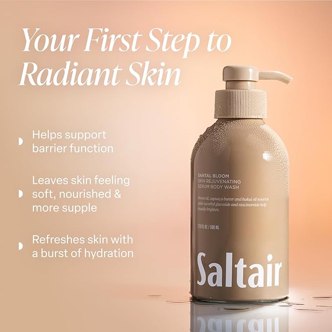 Saltair Body Wash Variety Pack – Santal Vanilla: Santal Bloom & Pink Beach – Moisturizing Body Wash – Scented Shower Gel for Women and Men – 2x 17oz – Paraben & Cruelty-Free