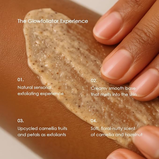EFFORTLESS GLOW CAMELLIA BODY GLOWFOLIATOR - Natural Body Scrub for Soft & Luminous Skin - Camellia Seed and Flower & AHA, BHA, PHA