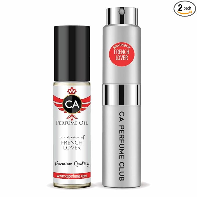 CA Perfume Duo Impression of French Lover For Men Perfume Layering Set Mens Cologne Long Lasting Travel Size EDP + Body Oil Roll-On Bottle 0.27 Fl Oz+0.33 Fl Oz