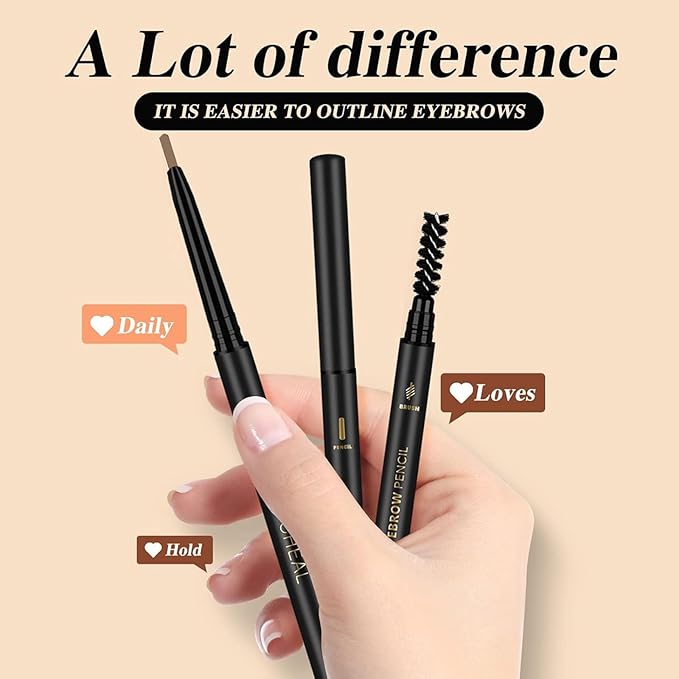 O'CHEAL Light Brown Eyebrow Pencil for Women, Premium Eye Brow Pencil with Spoolie Brush, Longwearing for Perfect Brows, Precision, Defines, Universal Waterproof Double-head Eyebrow Pen