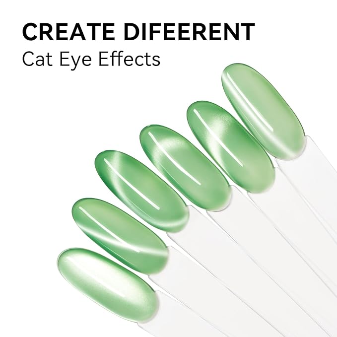 MAYCHAO 15ML Mint Veil Cat Eye Gel Nail Polish 1Pc Light Mint Cat Eye Gel Polish with Magnet Soak off Holographic Magnetic Nail Polish for Nail Art Manicure Salon DIY at Home, 0.5 OZ