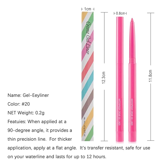 Eyeliner Pencil, Waterproof Eyeliner Long-lasting, Pink-Eye Liner, High-Pigmented Colorful Eyeliners Easy To Use Eye Liner Pen for Women