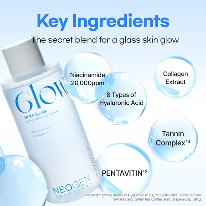 Neogen Next Glow Pore Refining Toner 210ml, 7.1 fl.oz – Pore Care & Glass Skin Toner with Niacinamide 20,000PPM, 8X Hyaluronic Acid & PENTAVITIN | Sensitive Skin Tested | K-Beauty