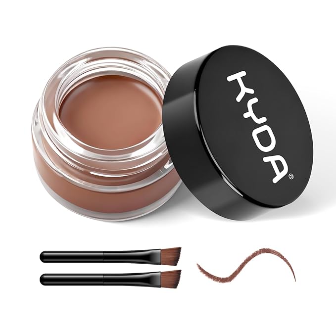 KYDA Brown Gel Eyeliner, Lasting Waterproof Cream Eyeliner & Eyebrow Makeup, High Pigment Smudge-proof Formula, Waterline Matte Eye Liner with Brush, Natural Brow Pomade Set