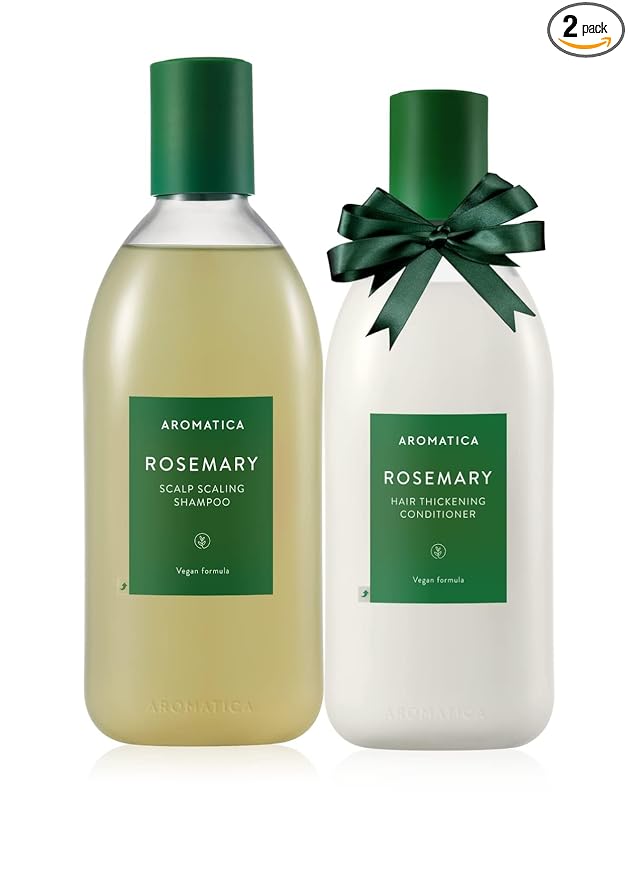 AROMATICA Rosemary Scalp Scaling Shampoo and Conditioner Set 13.53 fl.oz each – Vegan Korean Hair Care Gift Set for Woman with Rosemary Oil. Sulfate Free Shampoo Conditioner For Hair Growth