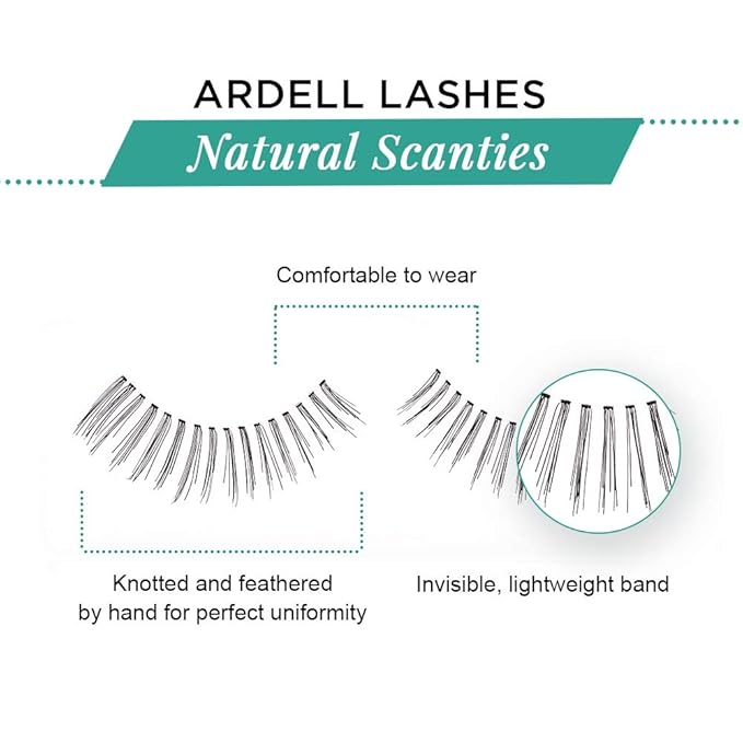 Ardell Natural Lashes False Eyelashes Scanties - Black, Lightweight, Reusable, Soft Lash Extensions for Everyday Wear, 4 Pack