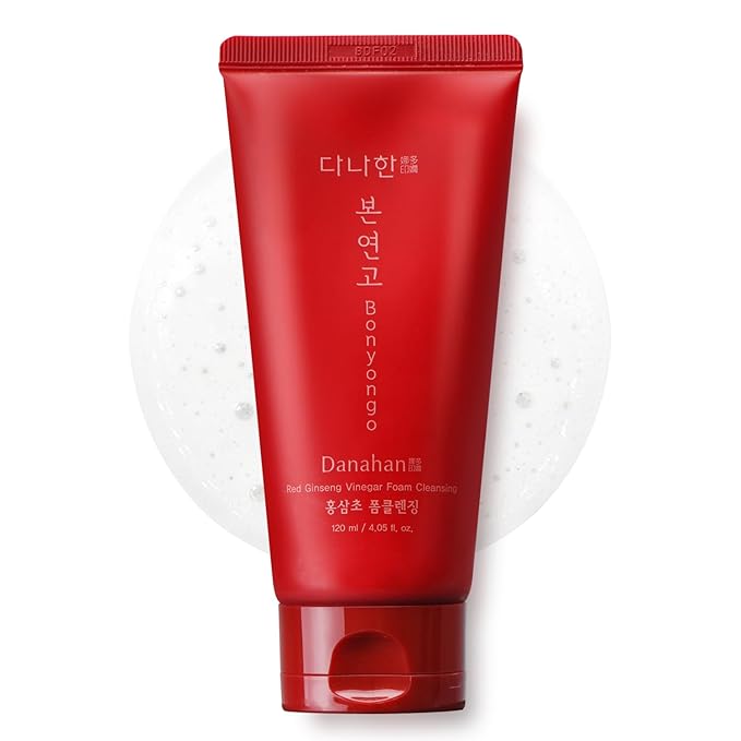 Danahan Bonyongo Red Ginseng Vinegar Foam Cleanser – Low pH Micro-Dense Face Wash, Removes Makeup Without Stripping – Fermented Red Ginseng + Hinoki Water, Nourishing & Hydrating 4.05 fl oz