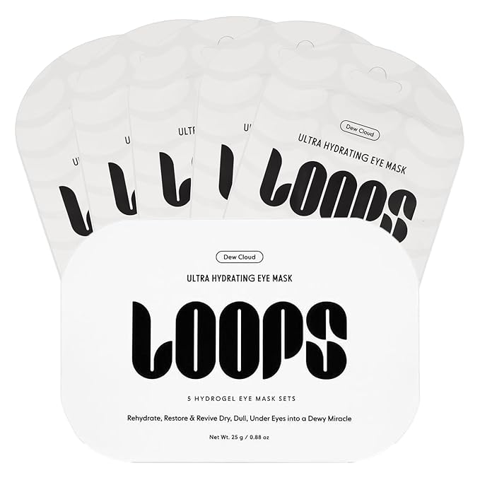 LOOPS Dew Cloud Ultra Hydrating Hydrogel Korean Eye Masks - Hydrates & Replenishes Tired Under Eyes, Helps Reduce Puffiness, Smooths Dryness for Hydrated Look, Moisturizing Under Eye Patches - 5pc