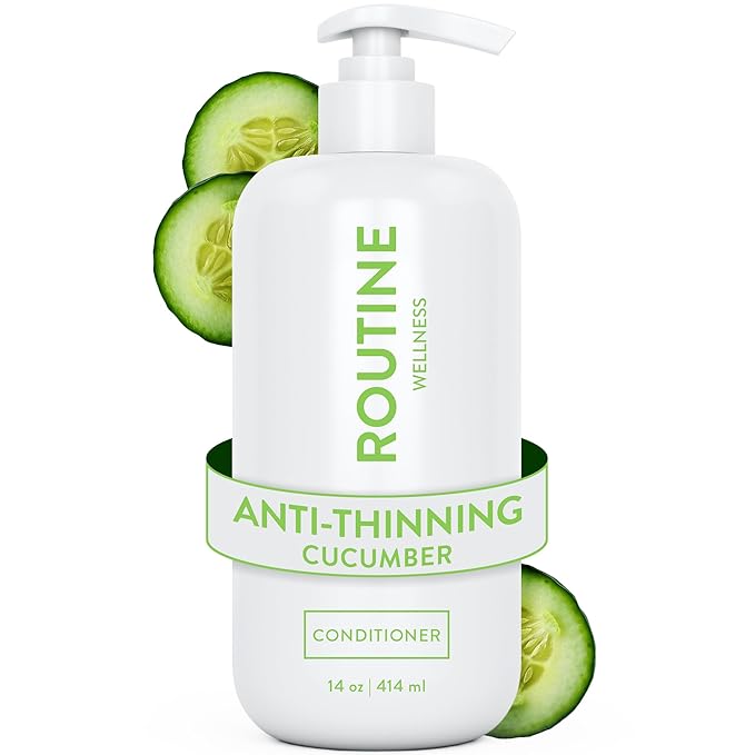 Routine Wellness Anti-Thinning Deep Conditioner for Thinning Hair to Reduce Breakage - CLINICALLY TESTED Formula with DHT Blockers Saw Palmetto, Nettle Oil - Cucumber Conditioner
