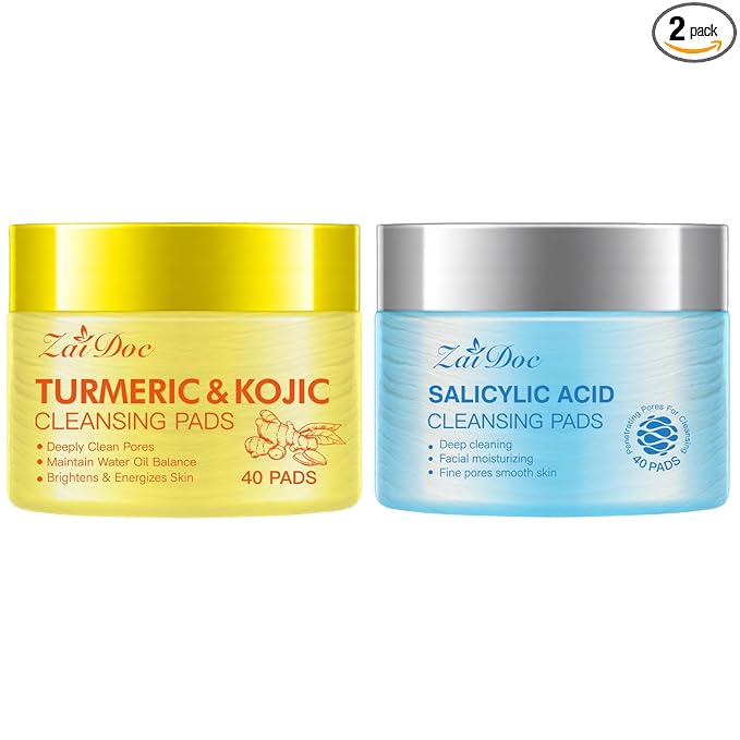 2 Sets Remover Wipes, with Turmeric & Salicylic Acid, Exfoliating Face Cleansing Pads for Hydrating, Moisturizing & Calming for Sensitive Skin