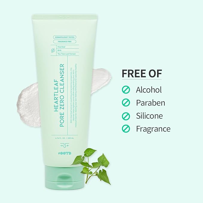#OOTD Deep Pore Foaming Facial Cleanser For Oily Acne Prone Skin Korean, Heartleaf BHA Tea Tree Blackhead Soothing Mild Cleasning Foam. HeartLeaf Pore Zero Cleanser 200ml 6.76 Fl. Oz.