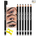 6Pcs Eyebrow Pencils for Women, Wooden Hard-Core Eyebrow and Eyeliner Pencil, Long Lasting Waterproof and Sweat-Proof, Beginner Makeup Brow Pencil With Eyebrow Brush and Pencil Sharpener (Black, 6Pcs)