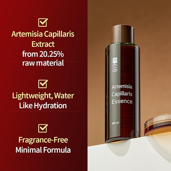 1.618 Artemisia Capillaris Essence, 6.08 fl oz - mugwort, Soothing & Hydrating Korean Skincare Essence for Sensitive Skin