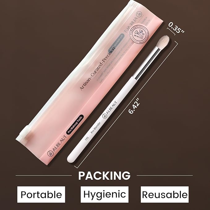 Albeaut Tapered Eye Shadow Brush, Medium Powder Eyeshadow Blending Brush for Crease, Fluffy Eye Makeup Tool for Women and Girls (195 Pro Blender)